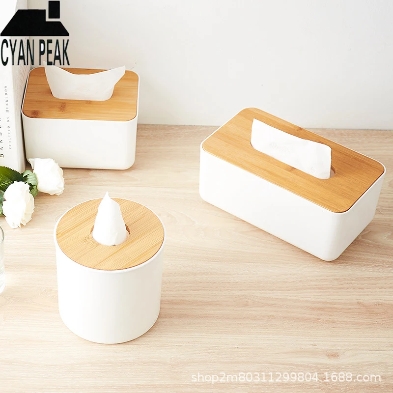 

1PC Removable Bamboo Wood Cover Plastic Tissue Box Paper Dispenser Fashion Tissue Holder Case Home Organizer Decoration