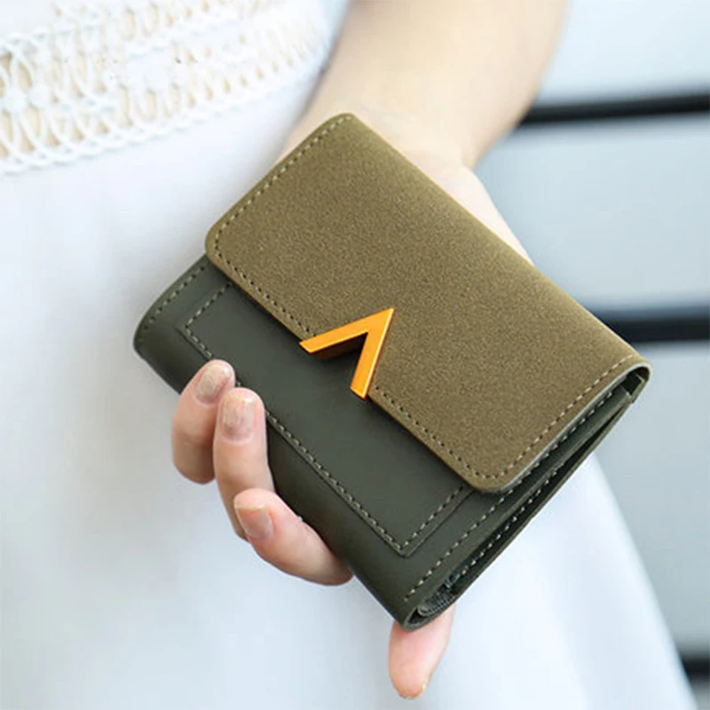 New women's wallet matte colorblock wallet