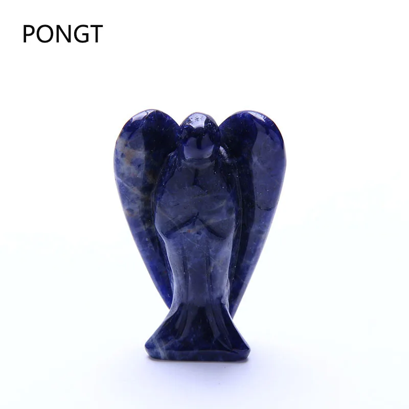 

Natural Carved Stone Angel Statue pendulum Reiki Chakra Healing Crystal 50mm opal purple Stone Pocket GuardianAngel jewelry