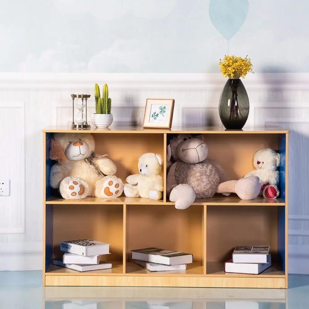 

Goplus 5 Compartment Storage Cabinet Bookcase Shelf Rack Organizer Kids Toy Box Modern Furniture HW59598