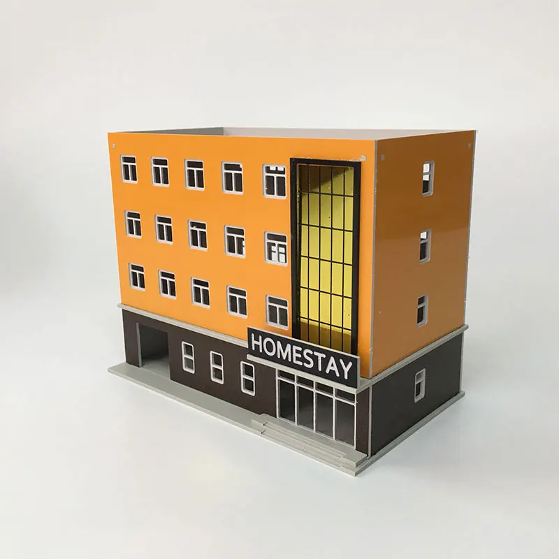 Diy 1 150 N Scale Orange B B Hotel Universal Model Train Construction Sand Table Scene Plastic Assembly Building Kit Model Building Kits Aliexpress
