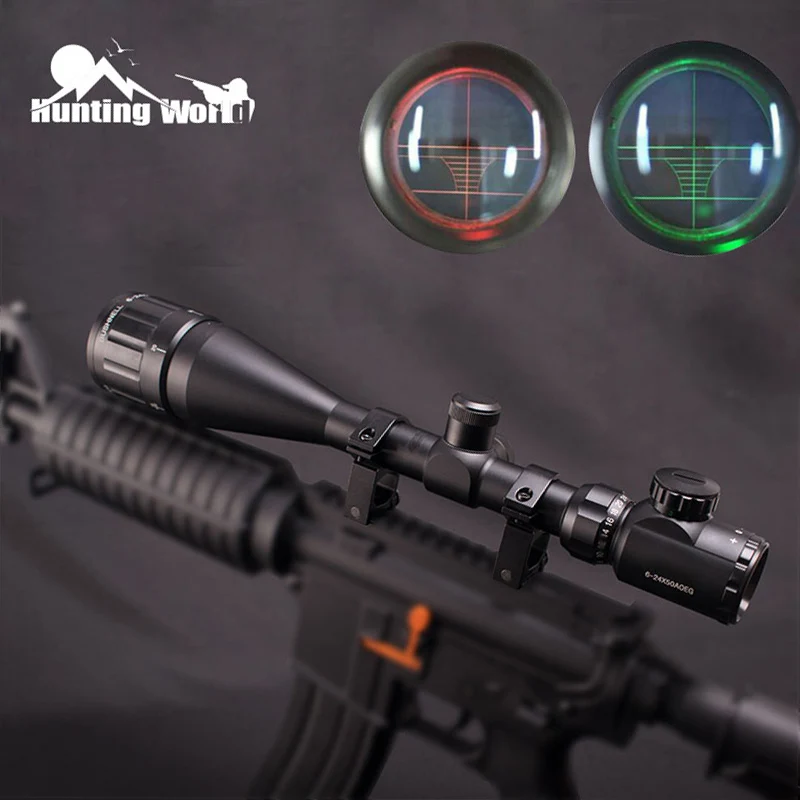 

Tactical 6-24X50AOEG Rifle Scope Adjustable Red Green Illuminated Rangefinder Reticle for Hunting Riflescope Airsoft Scope Sight