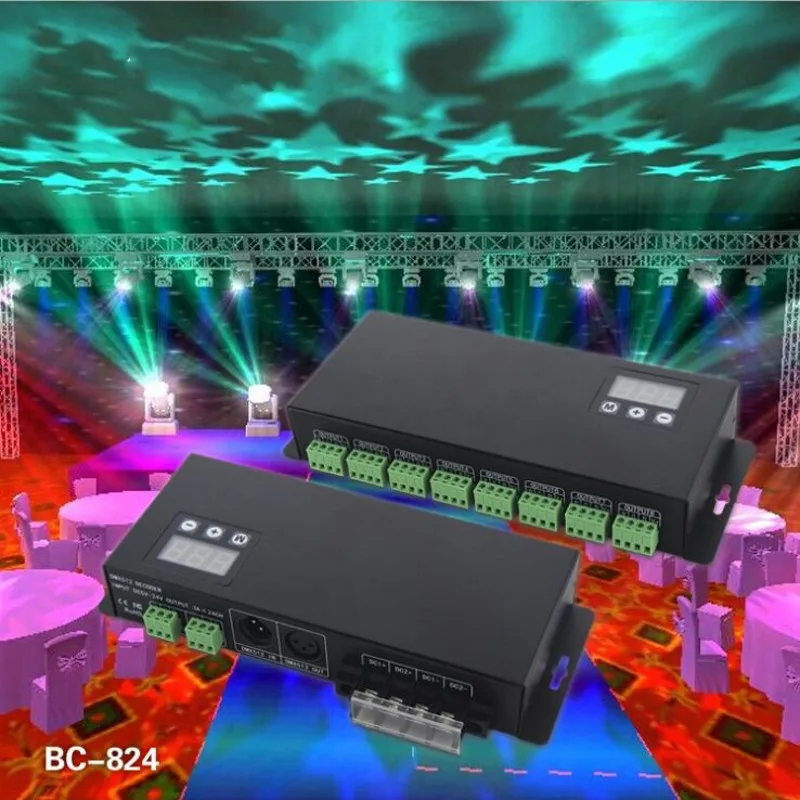BC-824 24CH DMX512 RGB decoder 24 channel led RGB controller DMX constant voltage decoder 3A*24CH output BC-824 24CH DMX512 RGB decoder 24 channel led RGB controller DMX constant voltage decoder 3A*24CH output
