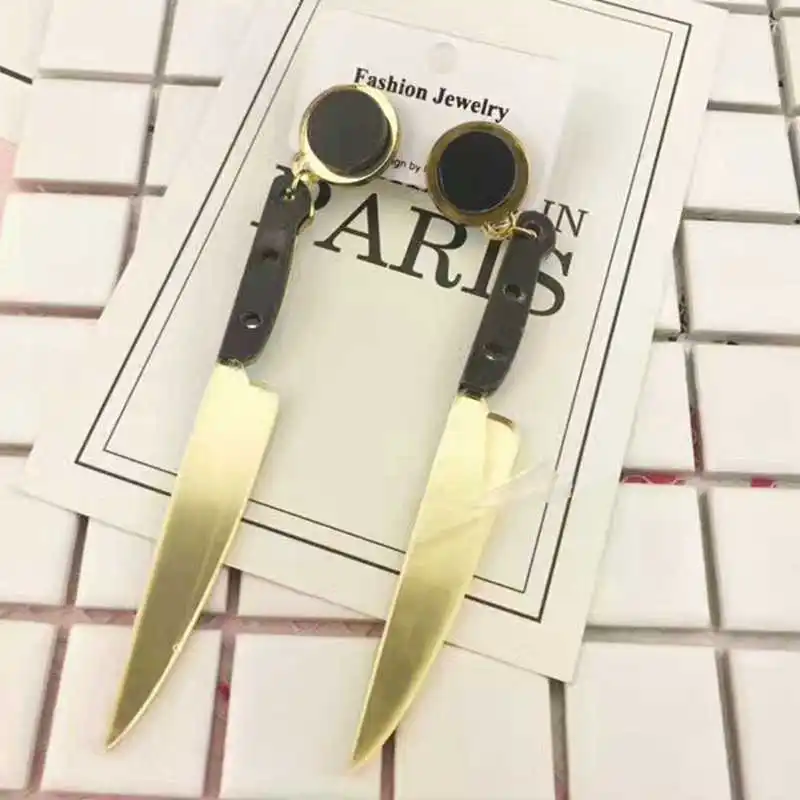 

Punk Jewelry European Fashion Personality Hip Hop Acrylic Gold Silver Long Earrings