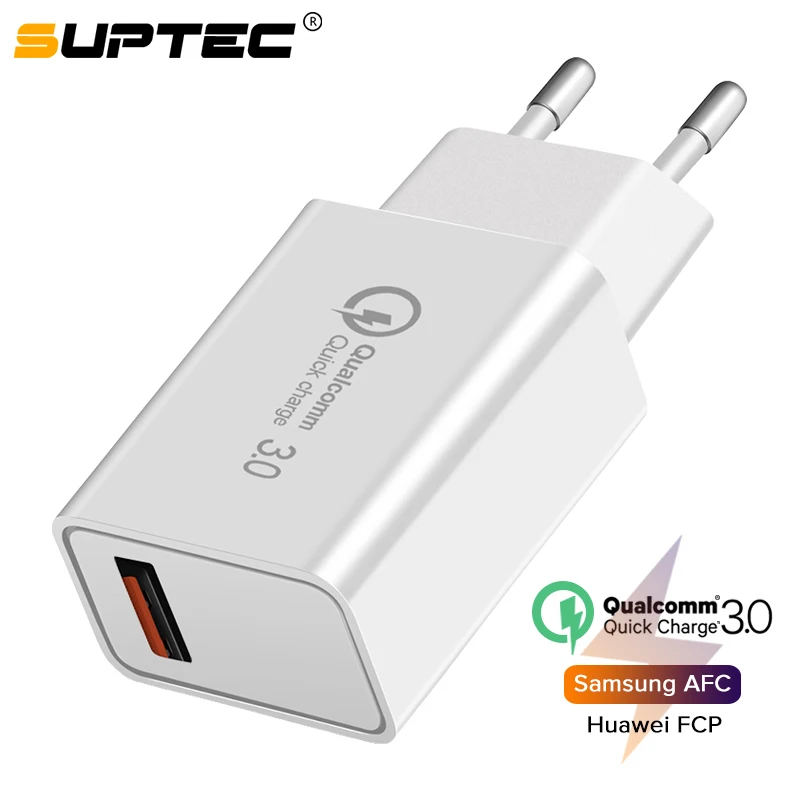 SUPTEC سريعة تهمة 3.0 شاحن يو اس بي QC3.0 سريع شحن الاتحاد الأوروبي السفر الهاتف المحمول جدار مهايئ شاحن ل فون X 8 7 سامسونج s9 SUPTEC سريعة تهمة 3.0 شاحن يو اس بي QC3.0 سريع شحن الاتحاد الأوروبي السفر الهاتف المحمول جدار مهايئ شاحن ل فون X 8 7 سامسونج s9