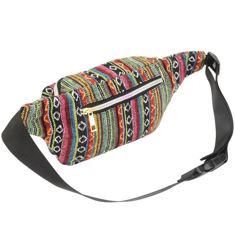 Aelicy женская сумка в этническом стиле с модным ремнем Женская холщовая поясная сумка тканая полосатая сумка через плечо