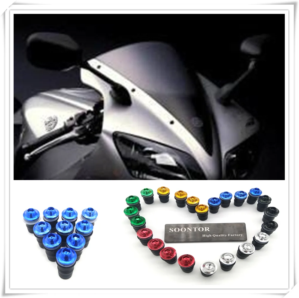 

5mm motorcycle Windshield Windscreen Fastener Spike Bolts kit Screw Nuts for Kawasaki ER6N VERSYS TRIUMRH DAYTONA 600 650