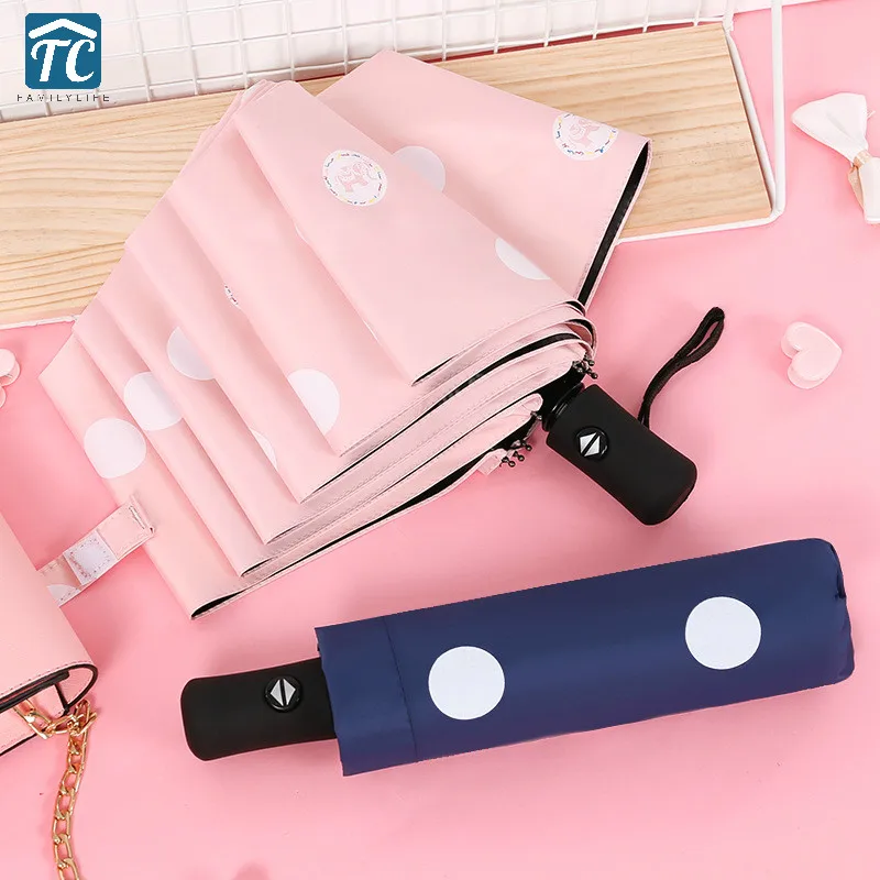 

Automatic Cartoon Naughty Elephant Black Plastic Umbrella Three-folding Parasol Waterproof Windproof Sunscreen Protection AntiUV