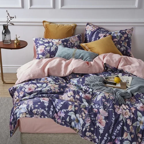 Винтажный цветочный набор пододеяльников для пуховых одеял с птицами, много цветов, шелковистый Комплект постельного белья из египетского хлопка, простыня, подушка, shams queen King size - Цвет: bedding set 2