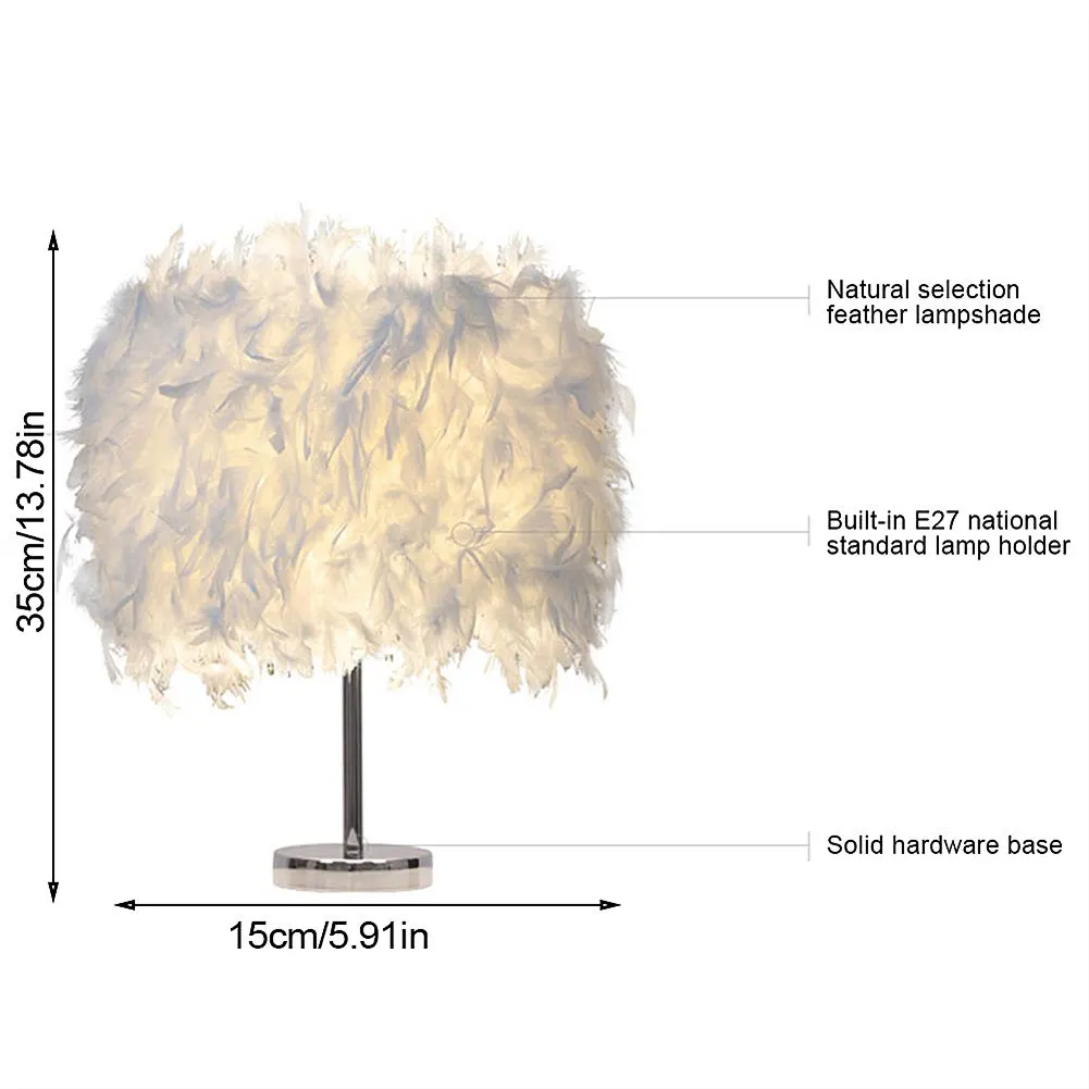 15x35 см Современный ручной работы перо прикроватный абажур Настольный Ночной светильник Настольная лампа