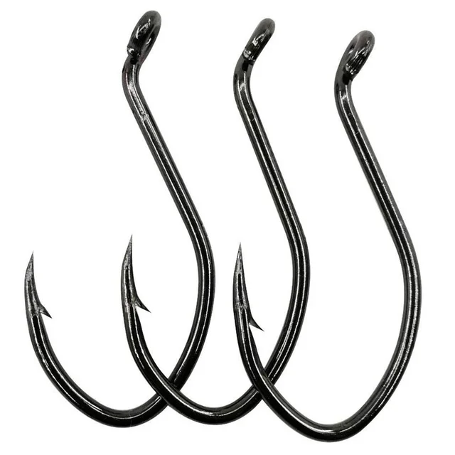 Hyaena 50pcs/lot 10#- 8/0 Catfish Hooks Inward Bending Circle Hooks Black Offset Wide Gap Short Shank Fishing Hooks