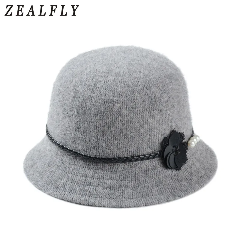 

Vintage Stylish Fall Winter Fedoras Hat For Women Flowers Top Hat For Lady Girls Floppy Cartola Female Felt Bowler Cap