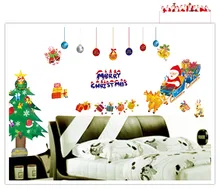 1700 Santa Claus, Christmas Tree for the Sitting Room the Bedroom Window Glass Can Remove the DIY Wall Sticker Free Shipping