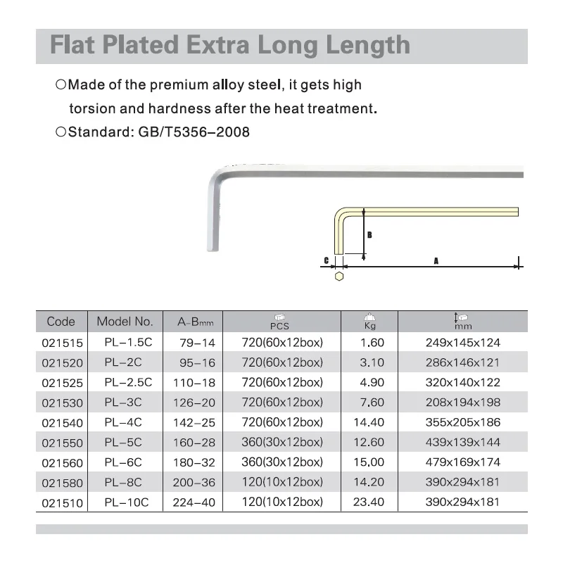 Шестигранный ключ Jetech с очень длинным кронштейном, метрический