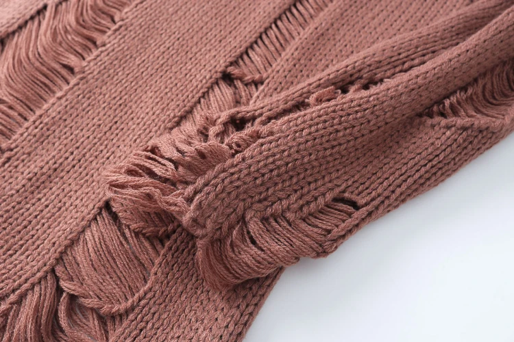 2019 мужские осенние новые уличные рваные отверстия дизайнерский свитер винтажные негабаритные твердые мужские теплые шерстяные свободные
