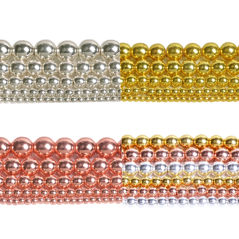 

Natural Stone Beads Rose Gold Hematite Beads For Jewelry Making 3/4/6/8/10mm Round Loose Beads DIY Bracelet Necklace