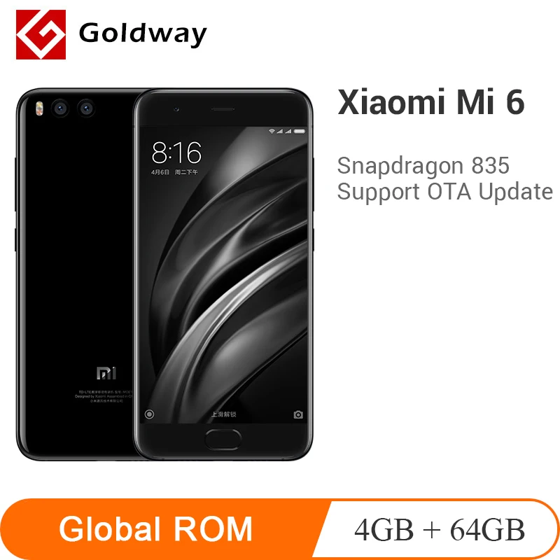 Оригинальный Xiaomi mi 6 4 ГБ ОЗУ 64 Гб ПЗУ мобильный телефон Snapdragon 835 Восьмиядерный 5 15