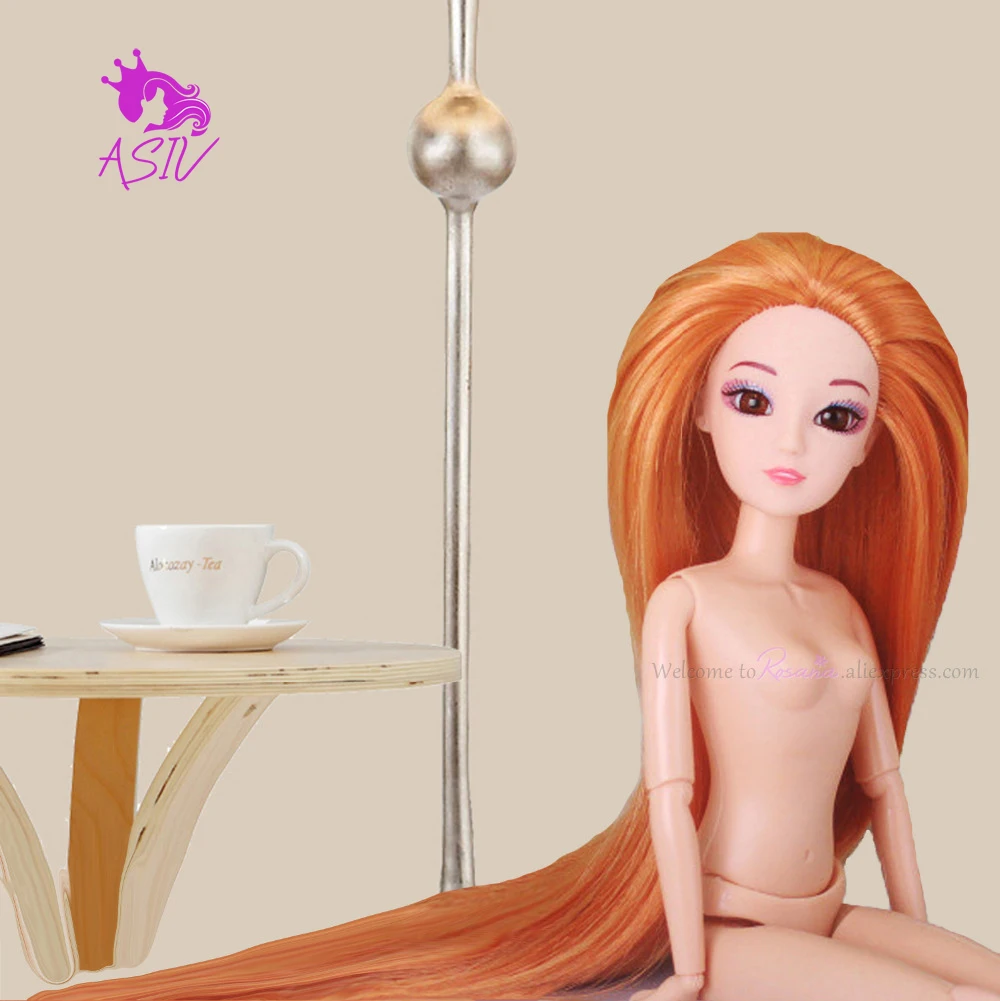 Rosana Premium 3D True Eyes Dolls Head with Colorized Long Hair for Barbie Dolls Kids Toy