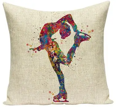 Southeast Asia Buddha Cushion Zen Meditation Buddha Statue Watercolor Musical Instruments Skull Pattern Creative Sofa Pillows - Цвет: 9