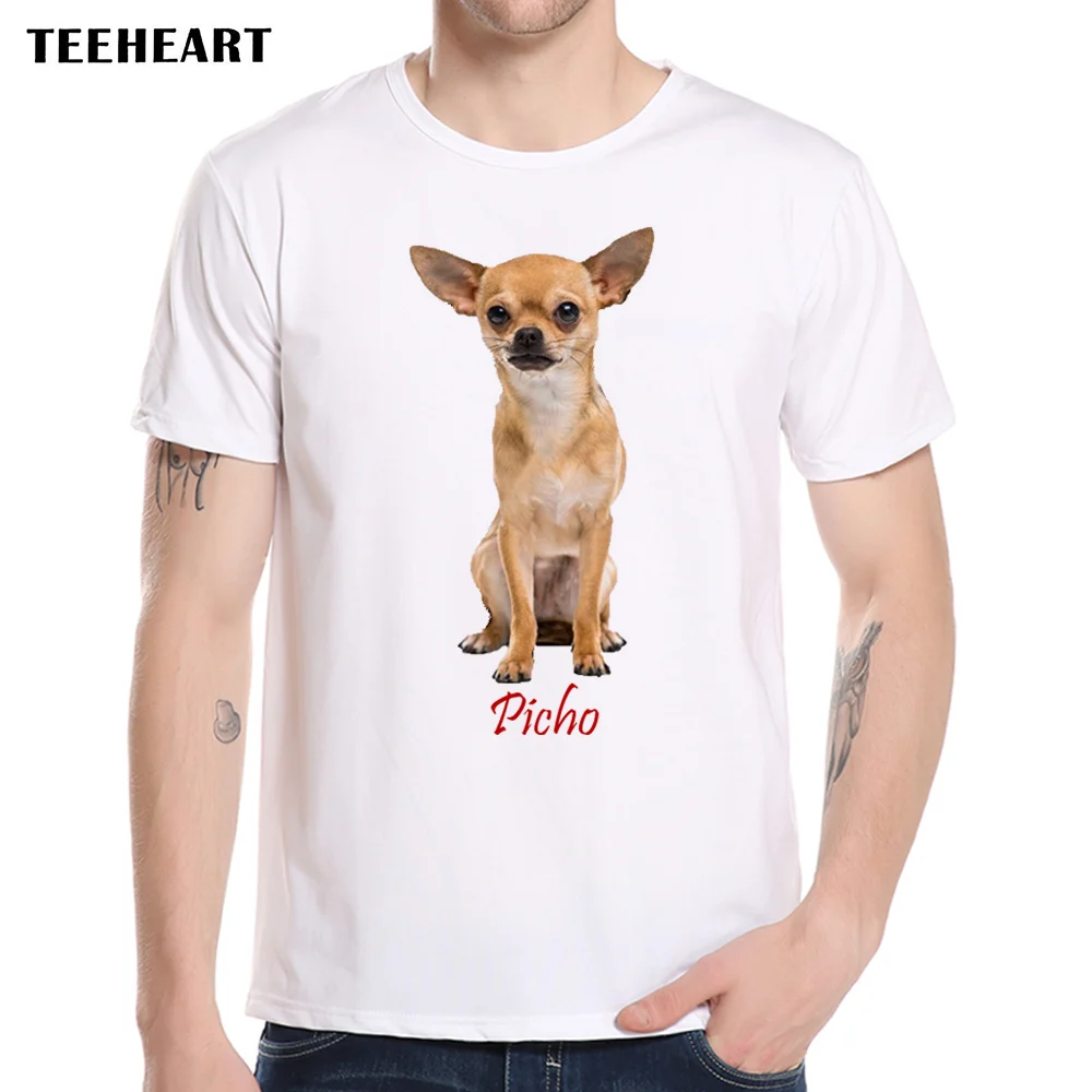 

TEEHEART Men's Funny PICHO Dog Print T-Shirt Cool Animal T shirt Men Summer White T shirt Hipster Tees la588