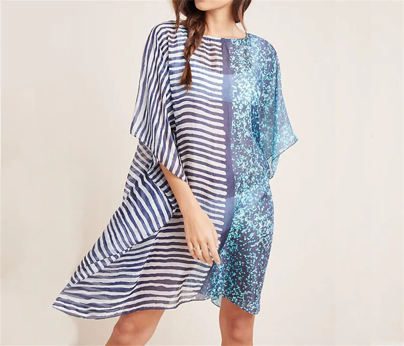 

Print Chiffon Beach Cover up Tunics for Beach Long Kaftan Bikini Cover up Robe de Plage Sarong Beach Swimsuit coverup