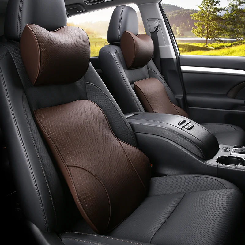 

Car Neck Pillow Lumbar Waist Support Headrest Pillows Back Cushion Seat Supports Memory Foam Seat Covers Auto Accessories