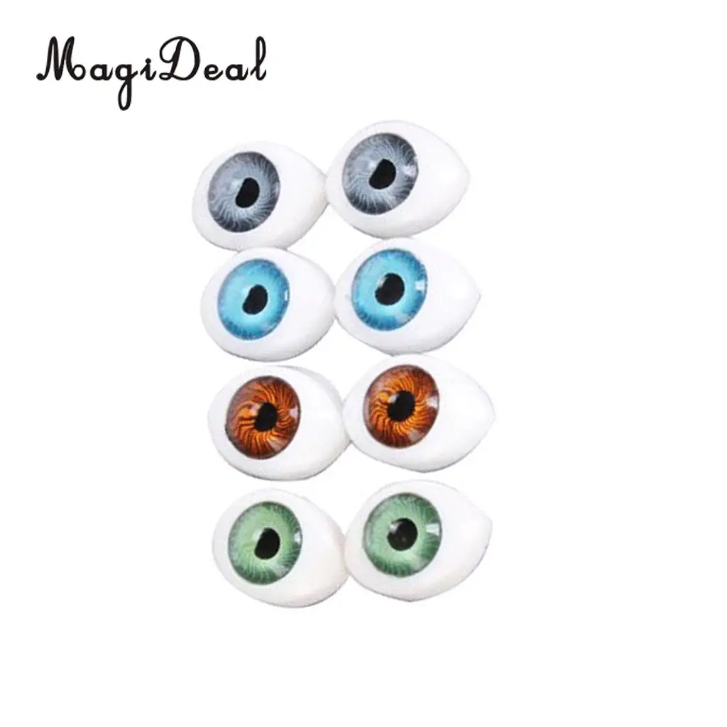 MagiDeal Plastic 4 Color 8Pcs Oval Hollow Back Plastic Eyes for Doll Mask Animal Puppets DIY Craft Toys 5mm
