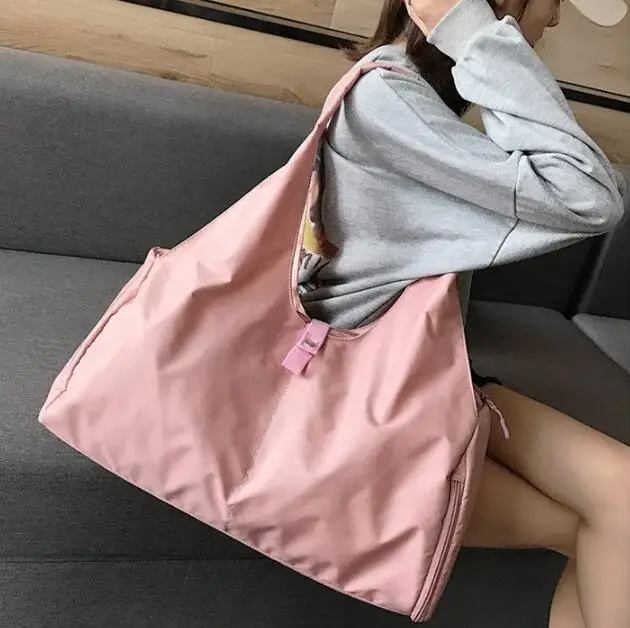 С обувью позиции большой емкости дорожные сумки водонепроницаемые нейлоновая багажная сумка складной большой мешок розовый цвет женские