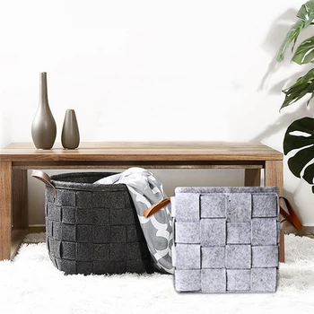 

1PCS Storage Basket Household DIY Manual Knitted Dirty Clothing Felt Storage Bag Toys Put Sundries Home Storage Organization