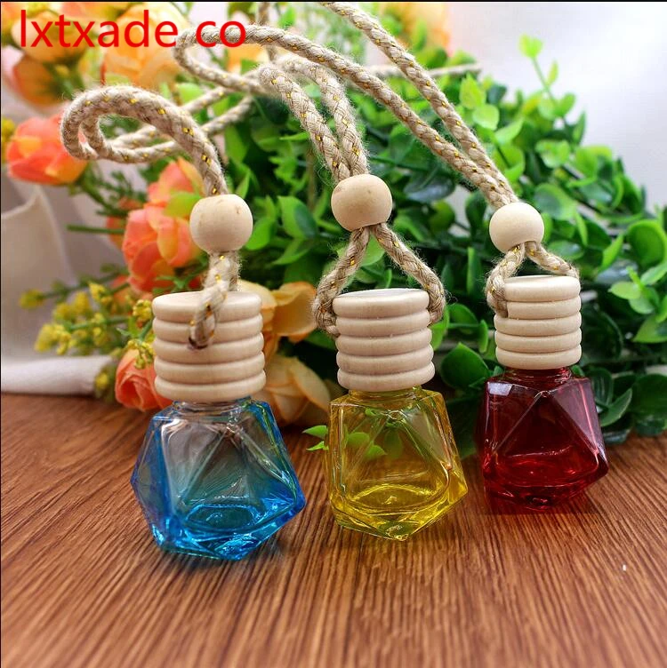 Kostenloser Versand 6 ml Leere Farben Glas Auto parfüm Anhänger Neue Stil parfum Ätherisches öl holz deckel verpackung Container Einzelhandel