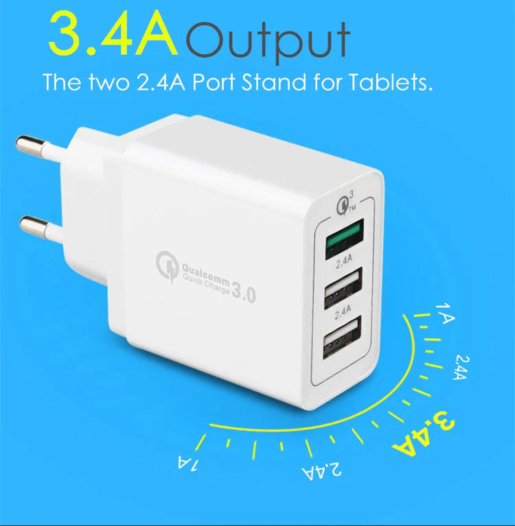 3.4A 3 порта USB зарядное устройство светодиодный дисплей быстрое зарядное устройство для телефона адаптер настенное зарядное устройство ЕС для iPhone samsung смартфонов планшетов