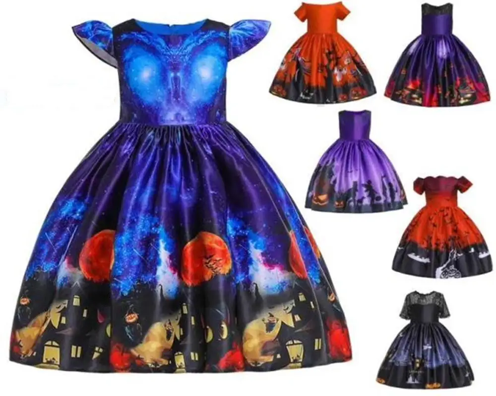 Тыква Призрак Хэллоуин косплей платье для маленьких девочек костюм Детские платья для девочек принцесса праздничная одежда 3 8 лет WS