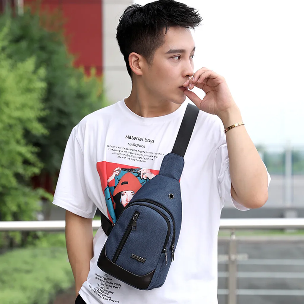

ISHOWTIENDA 2019 New Fashion Men Oxford Waist Bags Cloth Chest Bag Sports Outdoor Leisure Multi-function Bag Bolsa Feminina