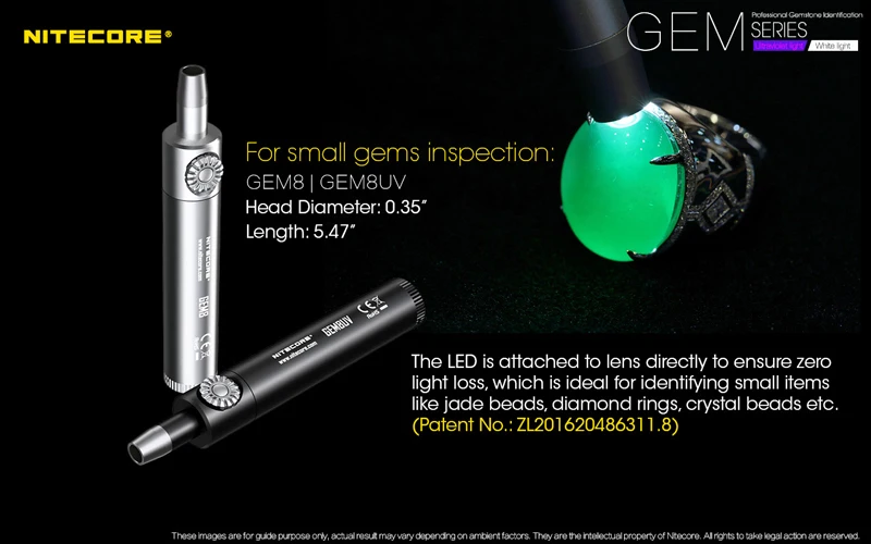 Nitecore GEM SERIES Professional Gemstone Identification Flashlight with Ultraviolet Light  White Light (17)