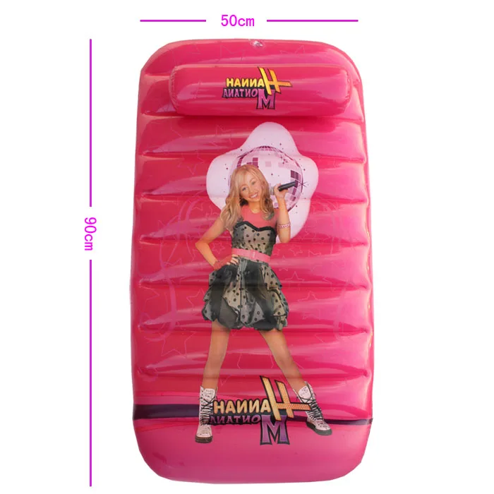  90*50*20cm Red Cartoon Girl Princess Pool Floating Row Swim Raft Children Inflatable Borad Bed With