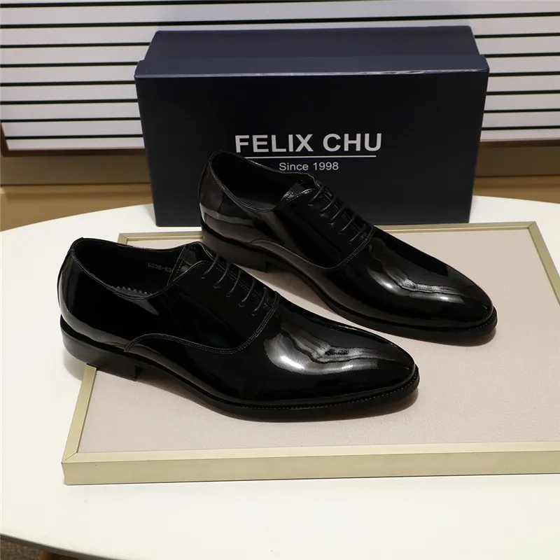 Мужские оксфорды FELIX CHU; свадебные модельные туфли из лакированной кожи с простым носком; удобная деловая Обувь На Шнуровке; Мужская обувь для вечеринок