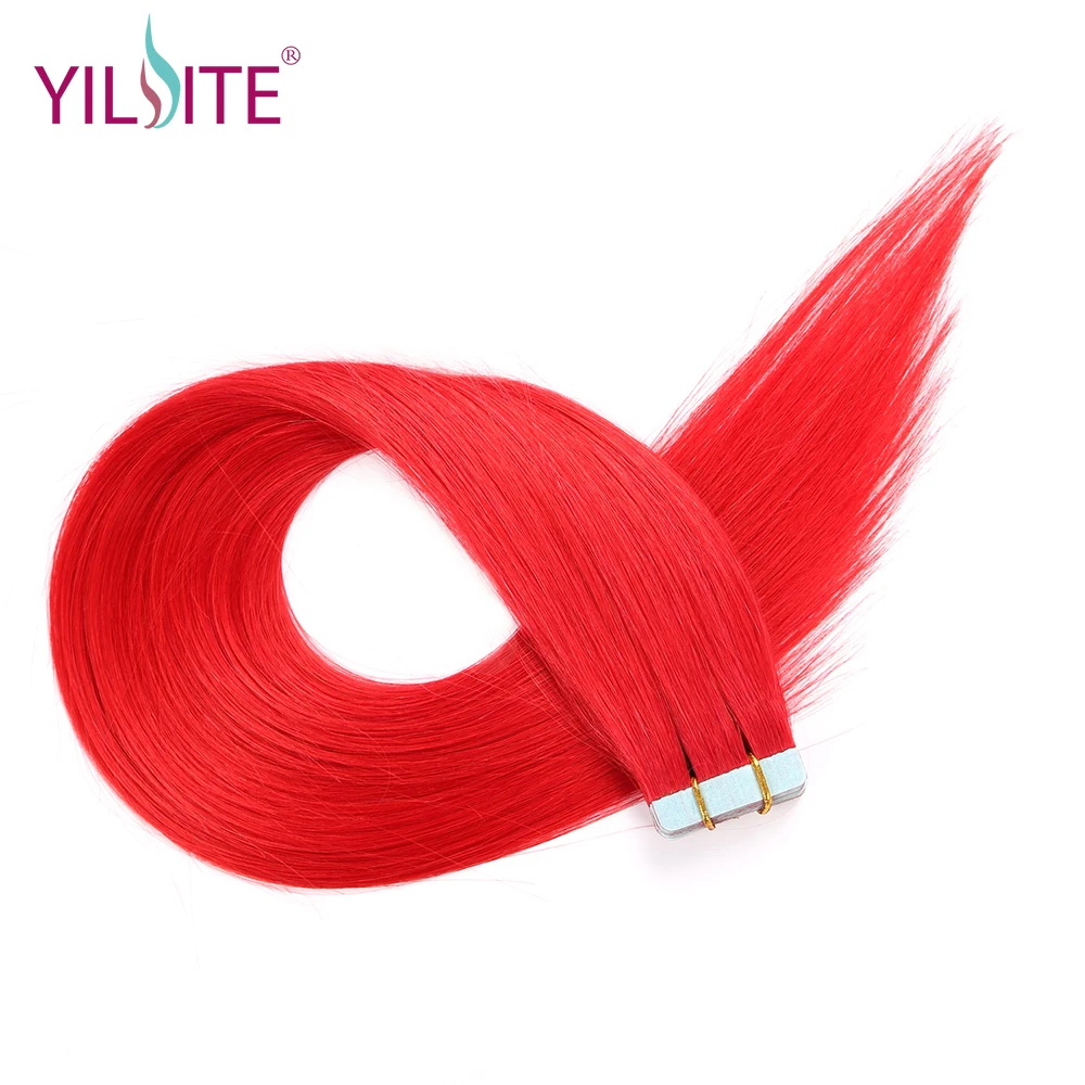 Yilite 20 дюймов 100% русские не Реми человеческие волосы на ленте для наращивания