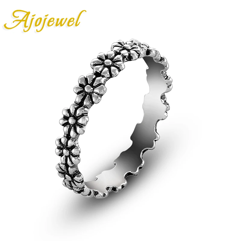 Женское Винтажное кольцо Ajojewel серебряное с цветком маргаритки винтажное