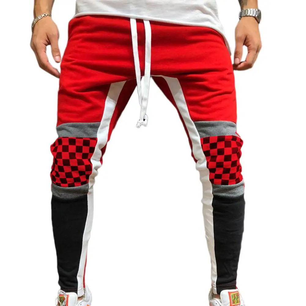 Мужские спортивные штаны, штаны для бега, стадиона, гимнастики, подиума, цветные полосатые Подиумные повседневные спортивные штаны, хип-хоп квадратные брюки - Цвет: red