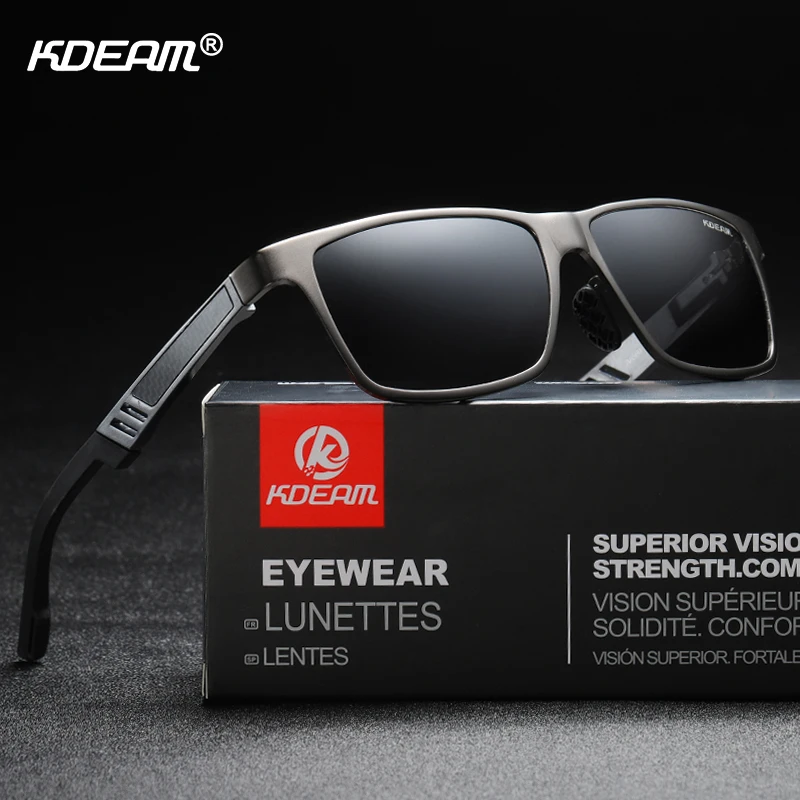 

KDEAM Aluminum Magnesium Men's Polarized Sunglasses Classic Design For Driving Mirror Sunglass oculos masculino Anti-fracture