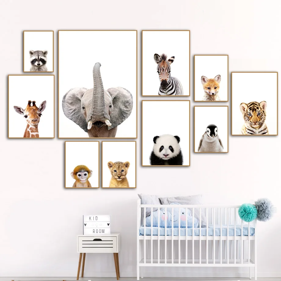 Nordic Posters And Prints Elephant Zebra Giraffe Panda Koala Animals Wall Art Canvas Painting Wall Pictures Baby Kids Room Decor