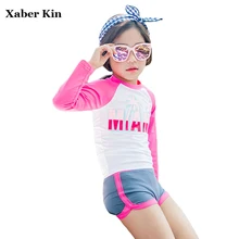 Xaber Kin/детский купальник с длинным рукавом для девочек, купальник из двух предметов, розовые купальники для девочек, пляжные купальные костюмы для девочек, G19-K24