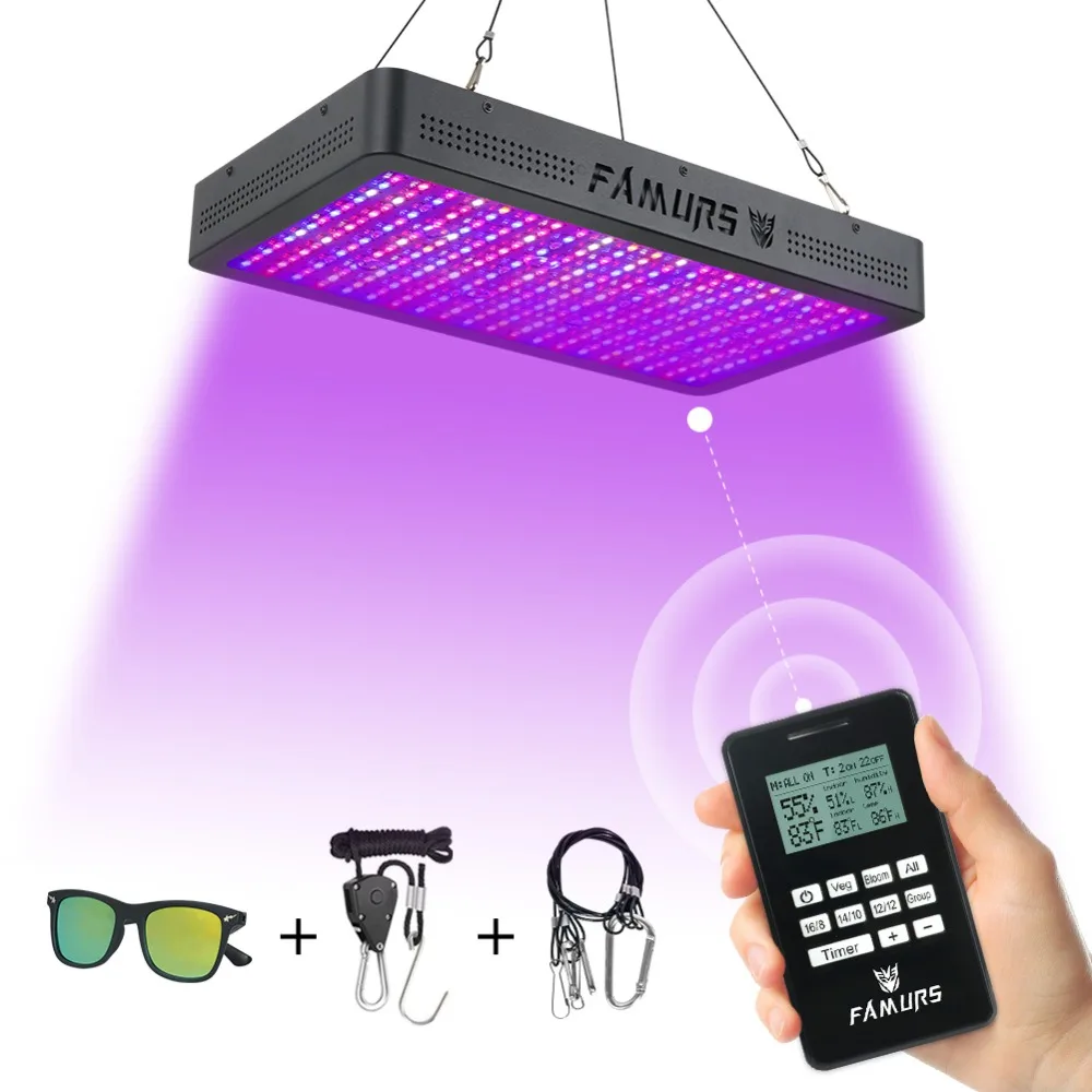 

Famurs led grow light 1000W/1200W/1500W/2000W/3000W Full Spectrum remote Timer Veg/Bloom control lamp for plants grow tent box