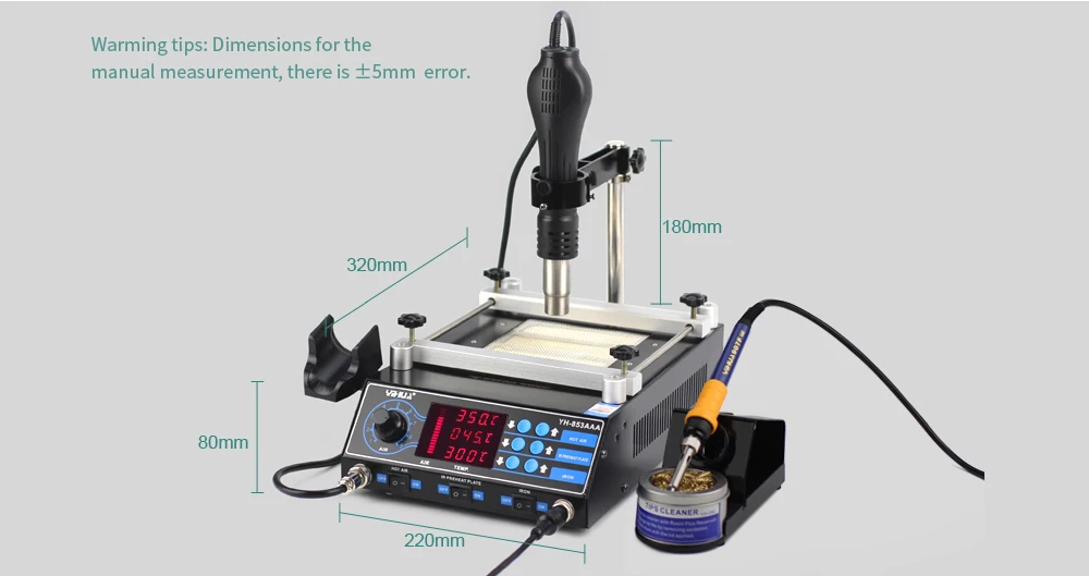 YIHUA 853AAA паяльная станция 3 в 1 станция предварительного нагрева с горячим воздушным пистолетом паяльник кронштейн паяльная станция сварочный инструмент