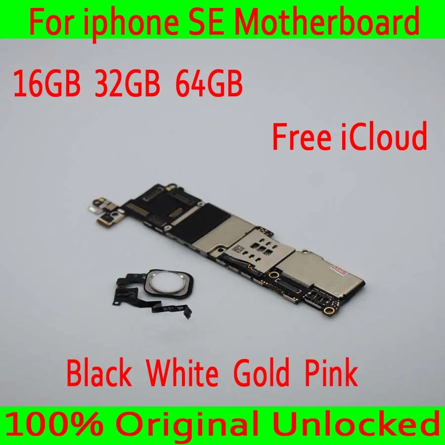 

with Touch ID for iphone SE Motherboard,Original unlocked for iphone 5SE SE Mainboard with IOS System,Black White Gold Pink