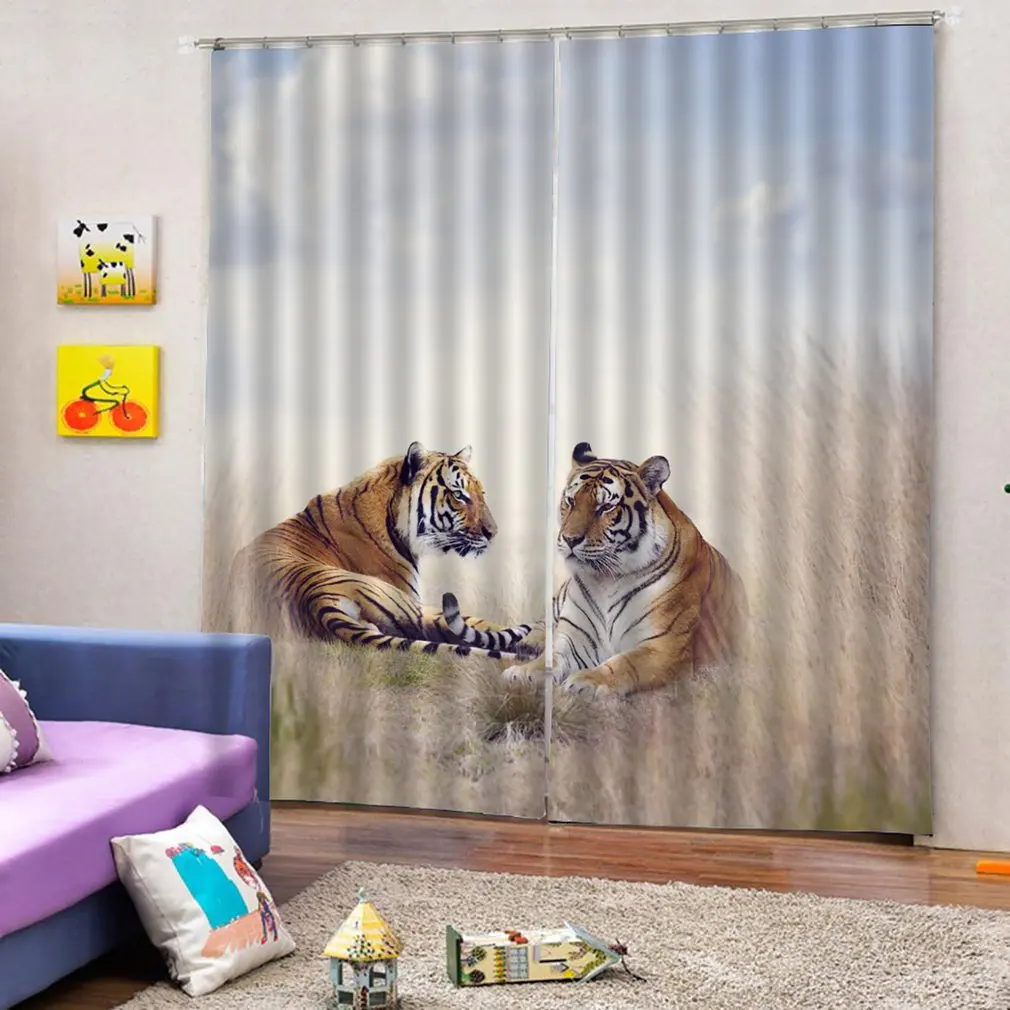 Занавески с принтом тигра, 3d занавески, BJQ-1280(2), 170*200 см, модные, для гостиной, спальни, Затемненные