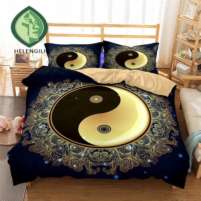 

HELENGILI 3D Bedding Set Yin Yang Print Duvet cover set lifelike bedclothes with pillowcase bed set home Textiles #2-10
