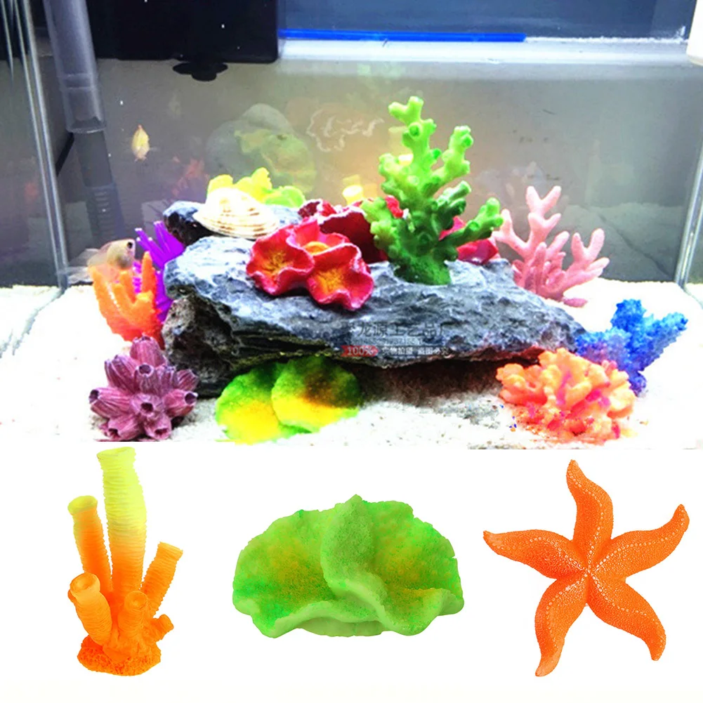 Fish Aquarium Decorations Home Soft Artificial Resin Coral Fish