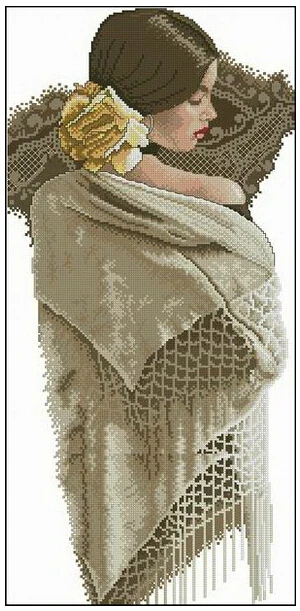 CS-511 cross stitch kit elegant lady woman shawl.jpg