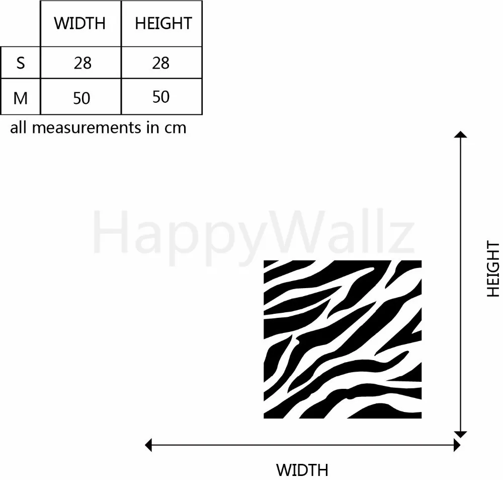 3 piece zebra vinyl wall sticker